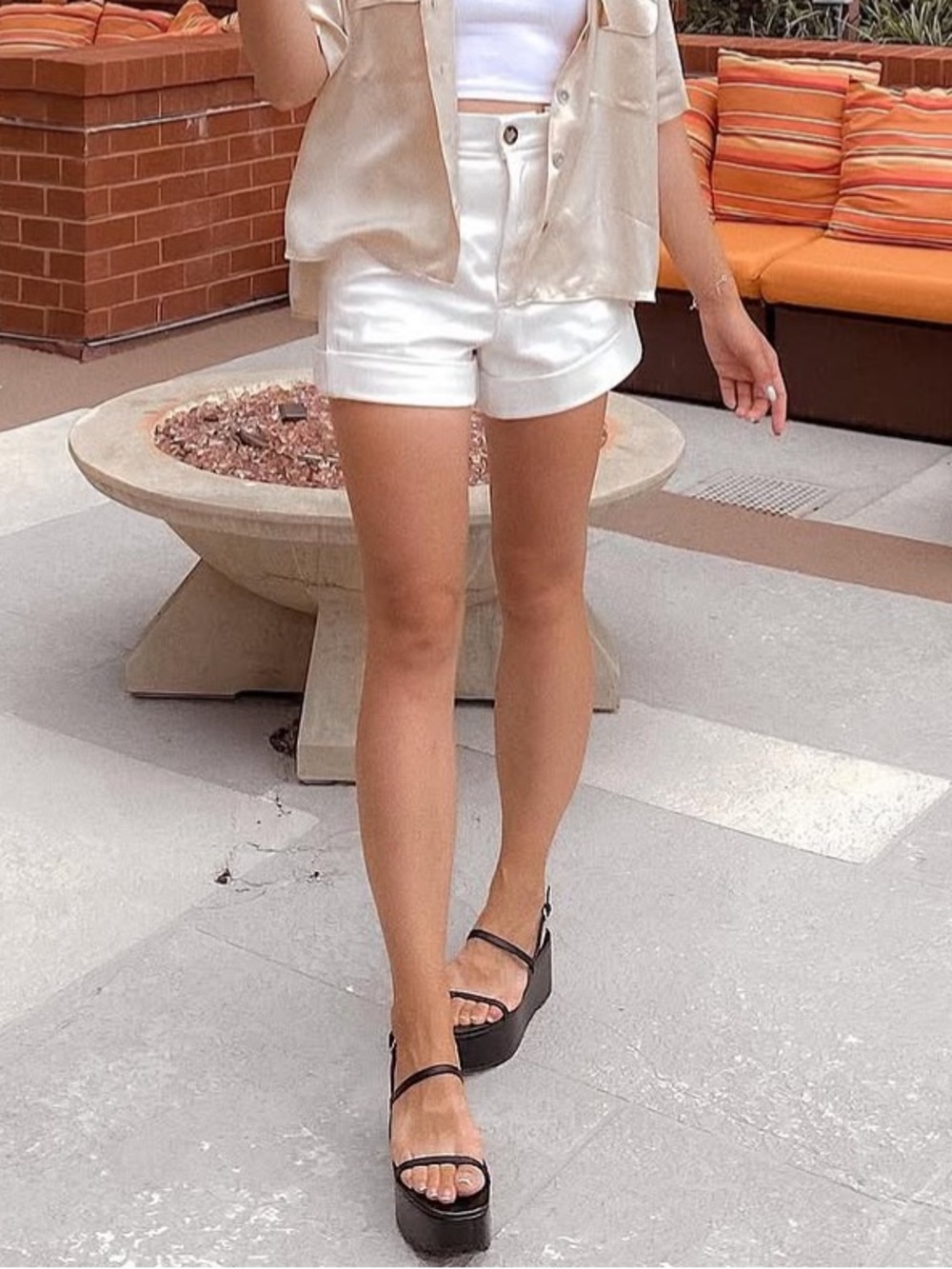 Zara High-Waist Tailored Denim Mini Shorts